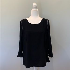 Talbots black 3/4 length sleeve crew neck blouse